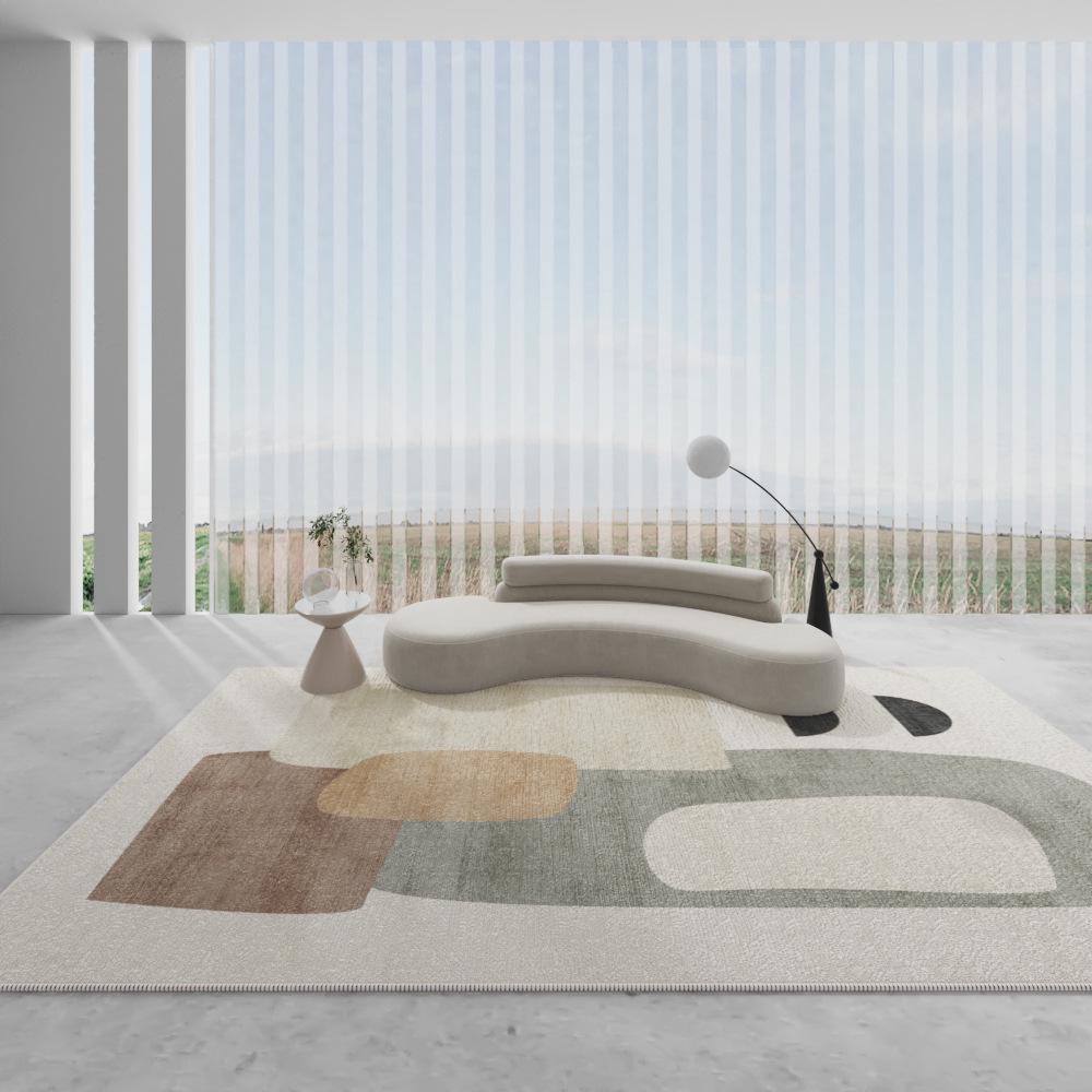 Wabi-Sabi Loop Pile Carpet: Non-Slip Floor Mat for Living Room, Light Luxury Coffee Table, and Bedroom Decor