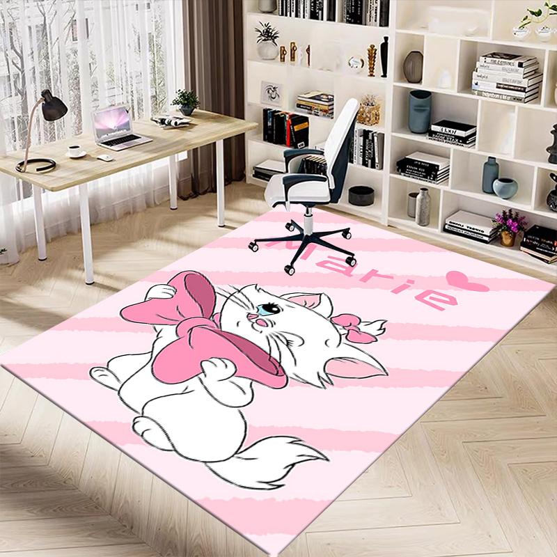 1pc Pink Kitty Bow Carpet for Playroom Bedroom Living Room Sofa Home Decor,kids Game Area Rug Non-slip Floor Mat Y728139