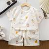 Kids Summer Cotton Pajama Set Boys Girls Short Sleeve Sleepwear Baby Breathable Loungewear Soft Comfortable Home Clothes