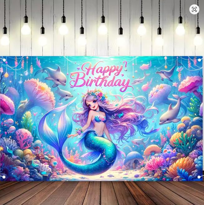 BEPAN Underwater Mermaid Background Underwater World Castle Girl Princess Birthday Party Decoration Supplies Baby Shower Arrangement