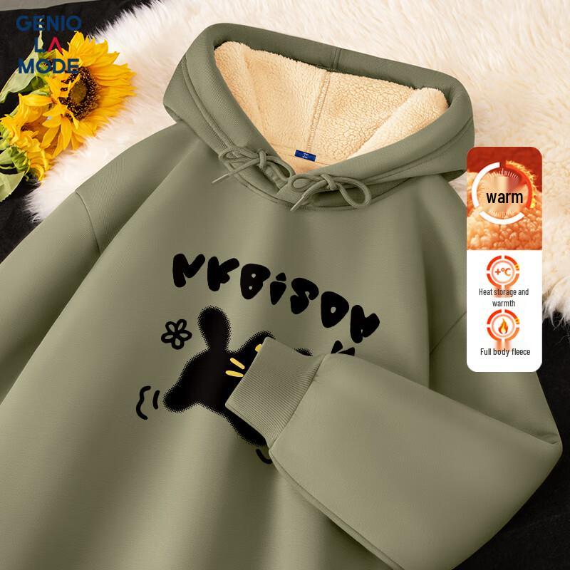

Men s Lambswool Heavyweight Fleece Hoodie with Cat Graphic 3XL
