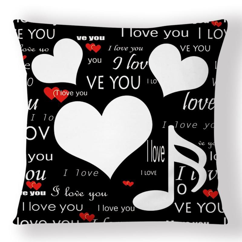 Custom Photo Pillow Case Diy I Love You Print Peach Skin Cushion Cover Valentine Gift For Couple Bedroom Sofa Decor 45X45