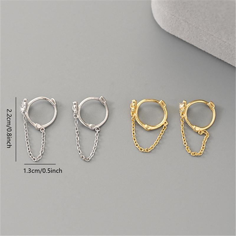 925 Sterling Silver Korean Temperament Tassel Inlaid Zircon Stud Earrings for Women Hypoallergenic Cute Butterfly Jewelry Gift