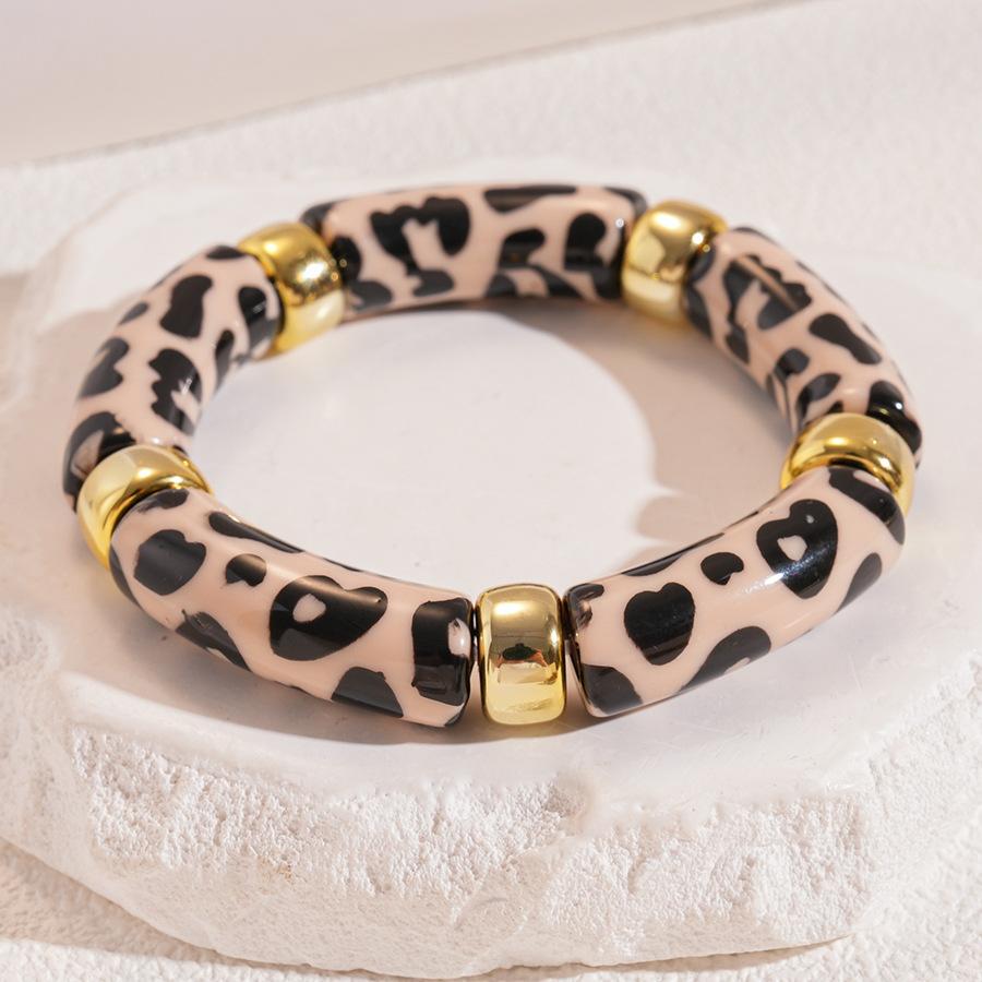 Acrylic dim leopard print geometric round bracelet retro niche unique jewelry