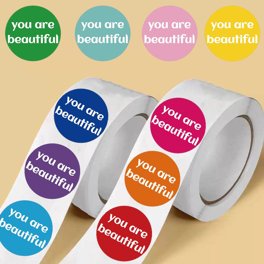 500PCS You Are Beautiful Roll Stickers Harajuku Notebook Laptop Skateboard Colorful Living Room Coffee Art Picture Phone Sticker