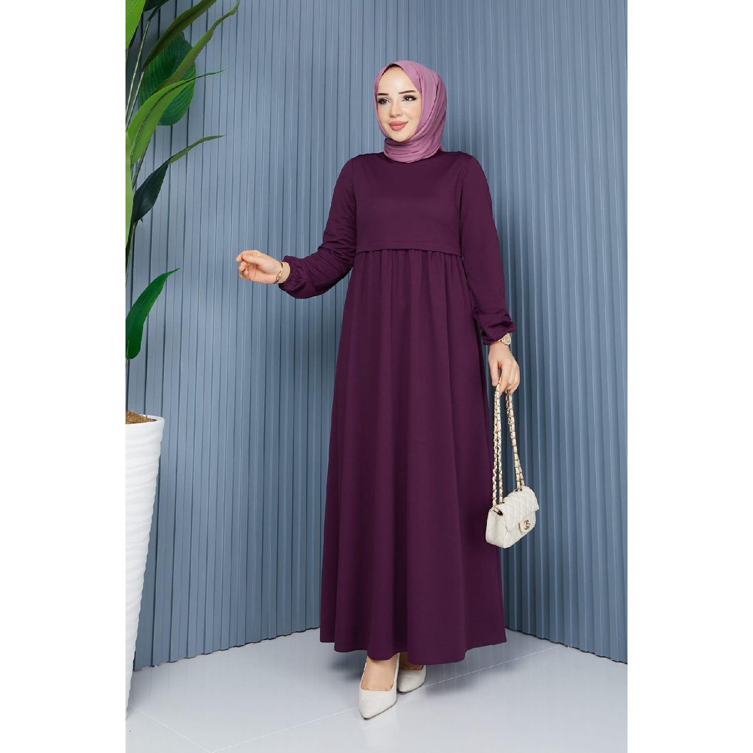 

Платье со сборкой на талии Сливовое 38 чёрный