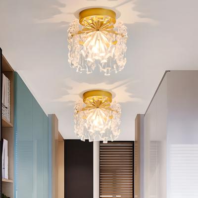 Snowflake Shape Glass Ceiling Lamp Nordic Living Room Bedroom Corridor Light Copper Home Decor Modern Luxury LED Ceiling Lights