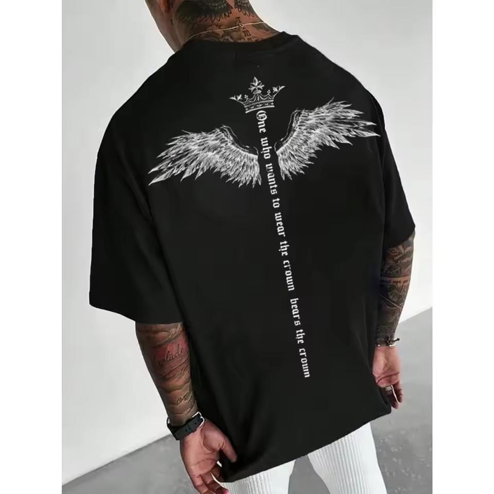 Angel Wings Crown Cross Graphic T-and kids tshirt Men Women Gothic Streetwear Short Sleeve Casual Cotton Vintage Aesthetic Print Tops