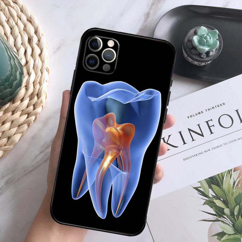 Dentist Tooth Pattern Phone Case For iPhone 15 14 13 12 11 16 Pro Max Plus Mini 7 8 X XS Max XR Back Cover Shell