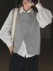 Louvre Autumn Korean Style Irregular Slit Vest for Women - Slim Layered Loose Fit Top