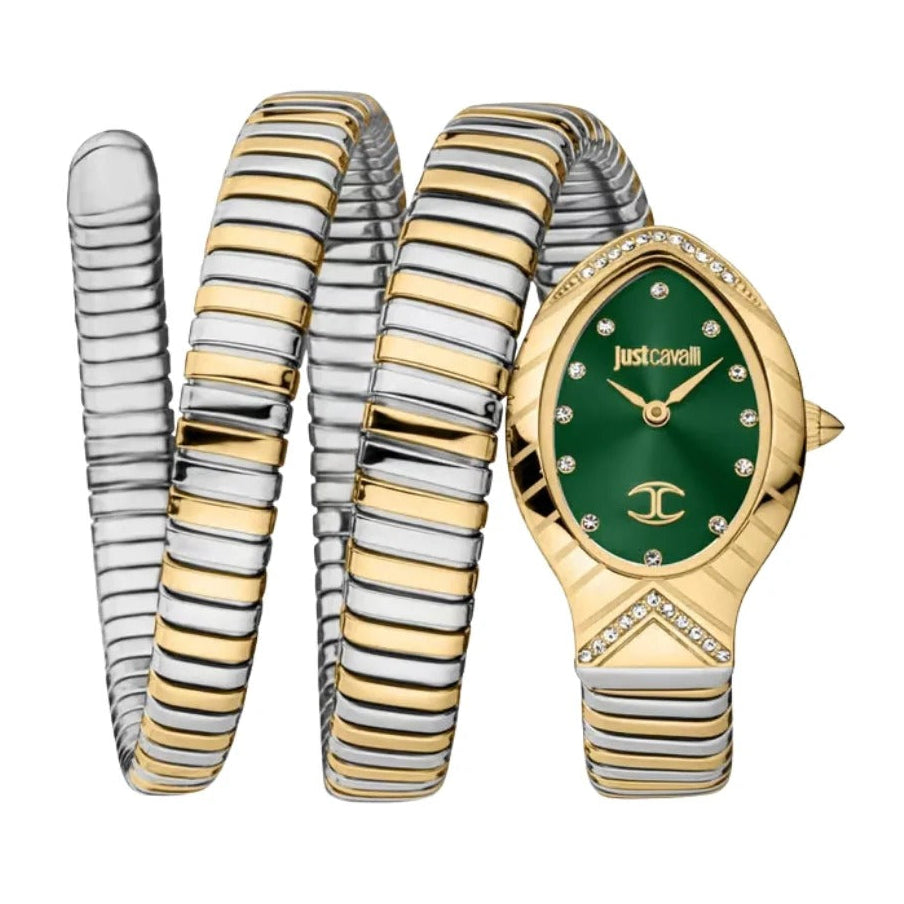Just Cavalli Classico Lungo Green Dial Two Tone Steel Strap Watch for Women JC1L248M0065