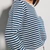 GMXIA Women's Striped Sweater Autumn Fashion Trend Thread Clashing Colour Crew Neck Knit Striped Sweater