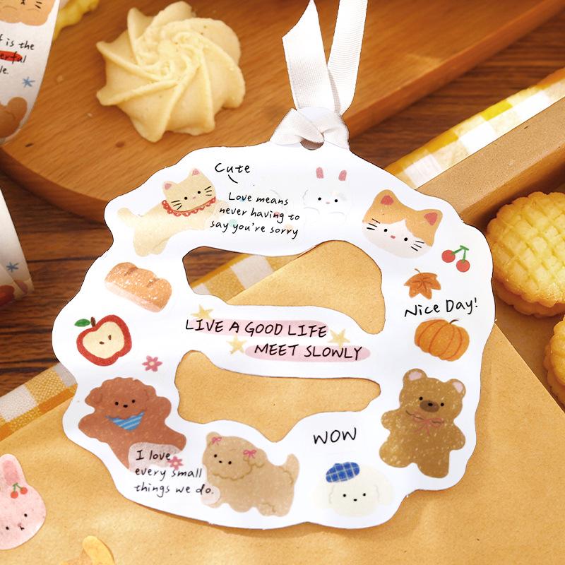 Letter Lover Die-cut Washi Tape - Warm Diary Artistic Illustration Pattern Stickers