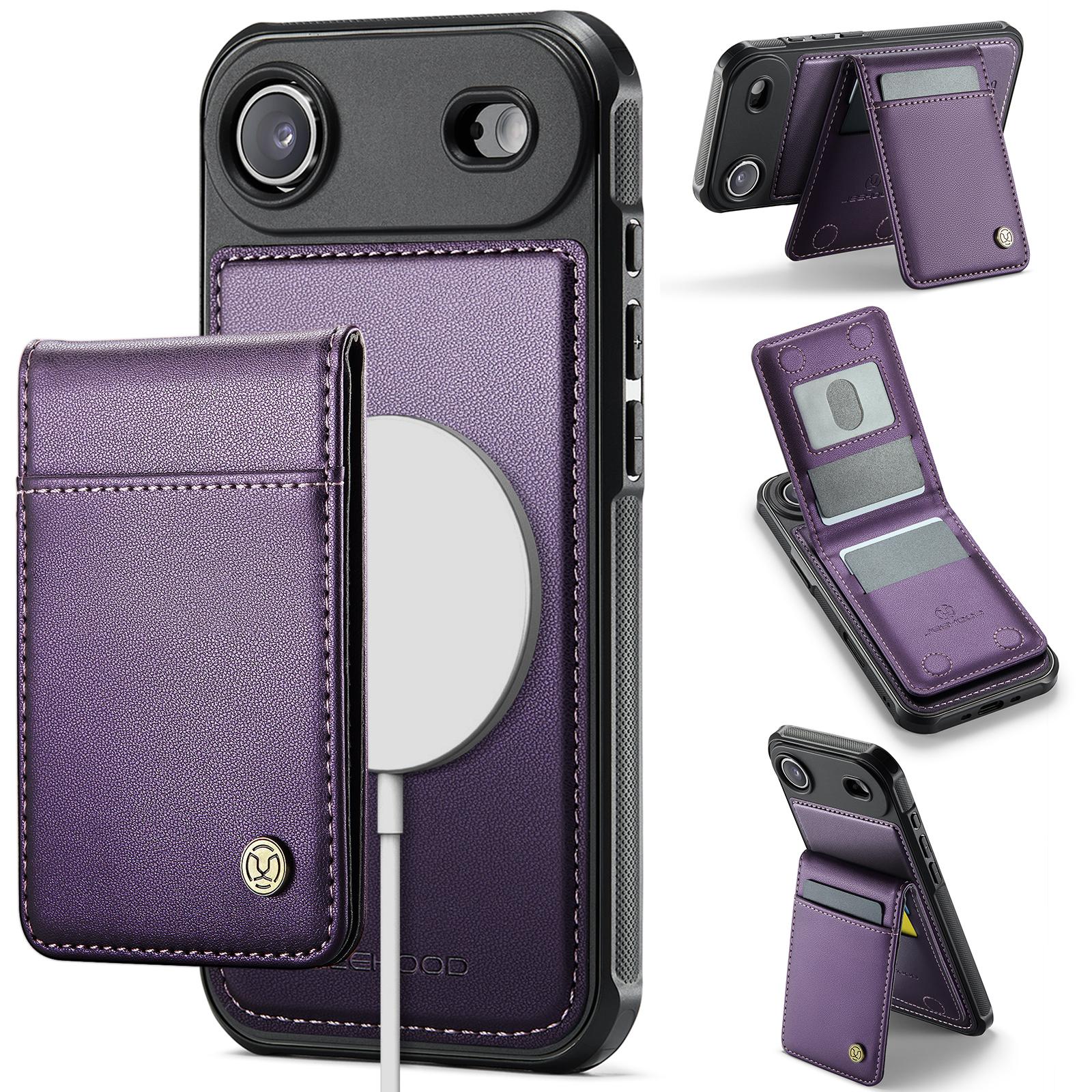

2 in 1 Detachable Magnetic Card Bag Wallet Leather Case For iPhone 17 Pro Max 16 Plus 15 14 13 12 11 For Magsafe Kickstand Cover iPhone 13 Pro фиолетовый