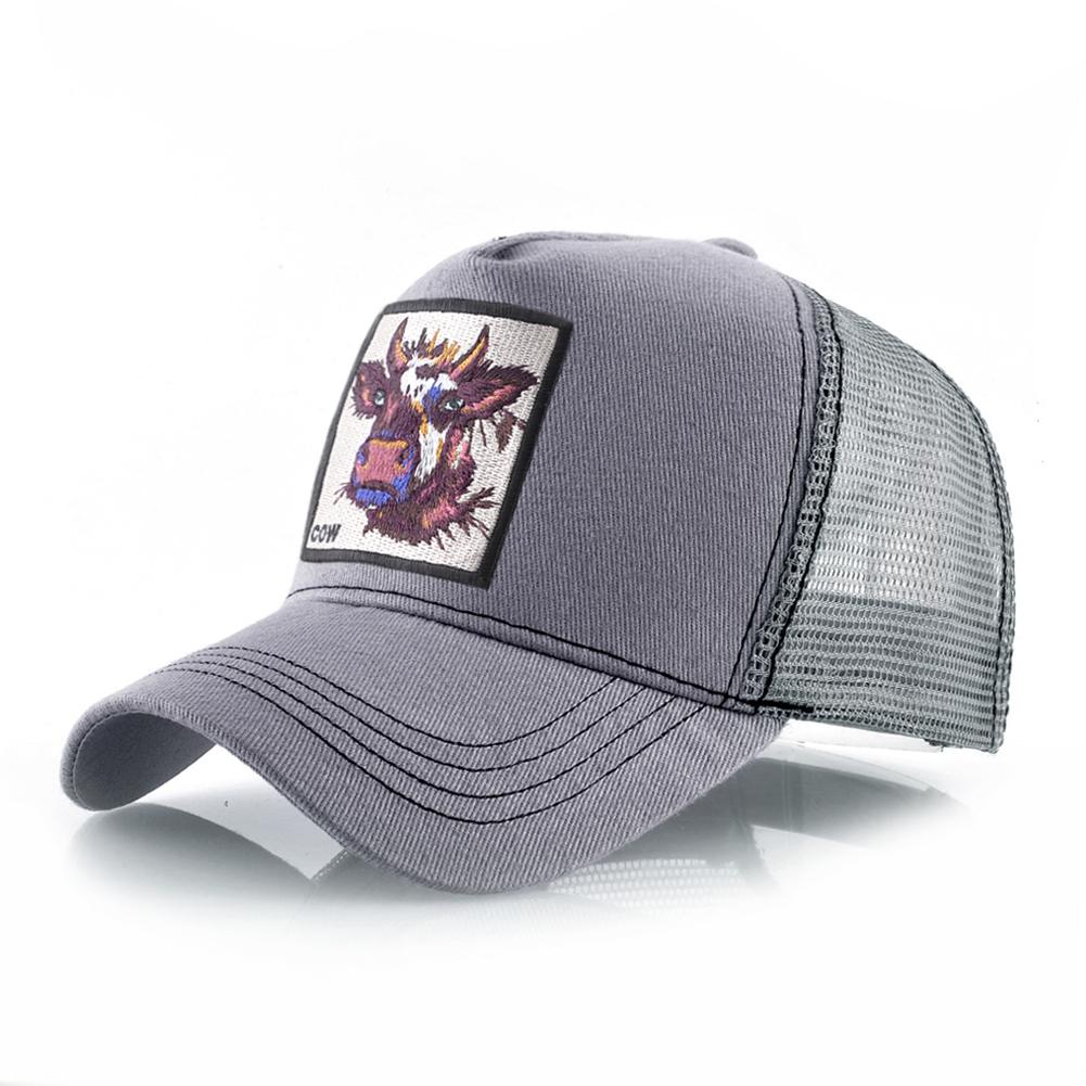 Atmungsaktive Mesh Baseball Cap Männer Neue Mode Trucker Caps Frauen Snapback Hip Hop Knochen Casquette Mit Kuh Patch Vier Saison hüte