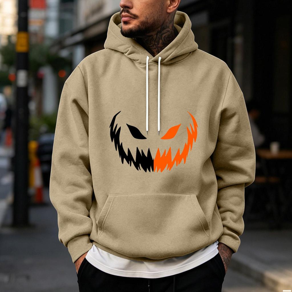 Men's Halloween Printed Pullover Hoodie Sweatshirt