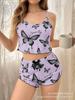 1011 Popular Homewear Pajamas Women's Summer Large Size Sexy Underwear Suspender Shorts Two-piece Set Butterfly