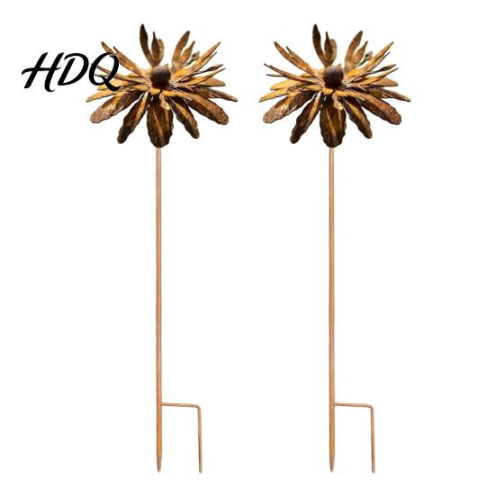 Artistic Outdoor Stake Vintage Rusty Cornflower Ground Stake 24 Inch Metal Wire Art Rustic Garden Decoration Decor Sculptures for Lawns Yard
