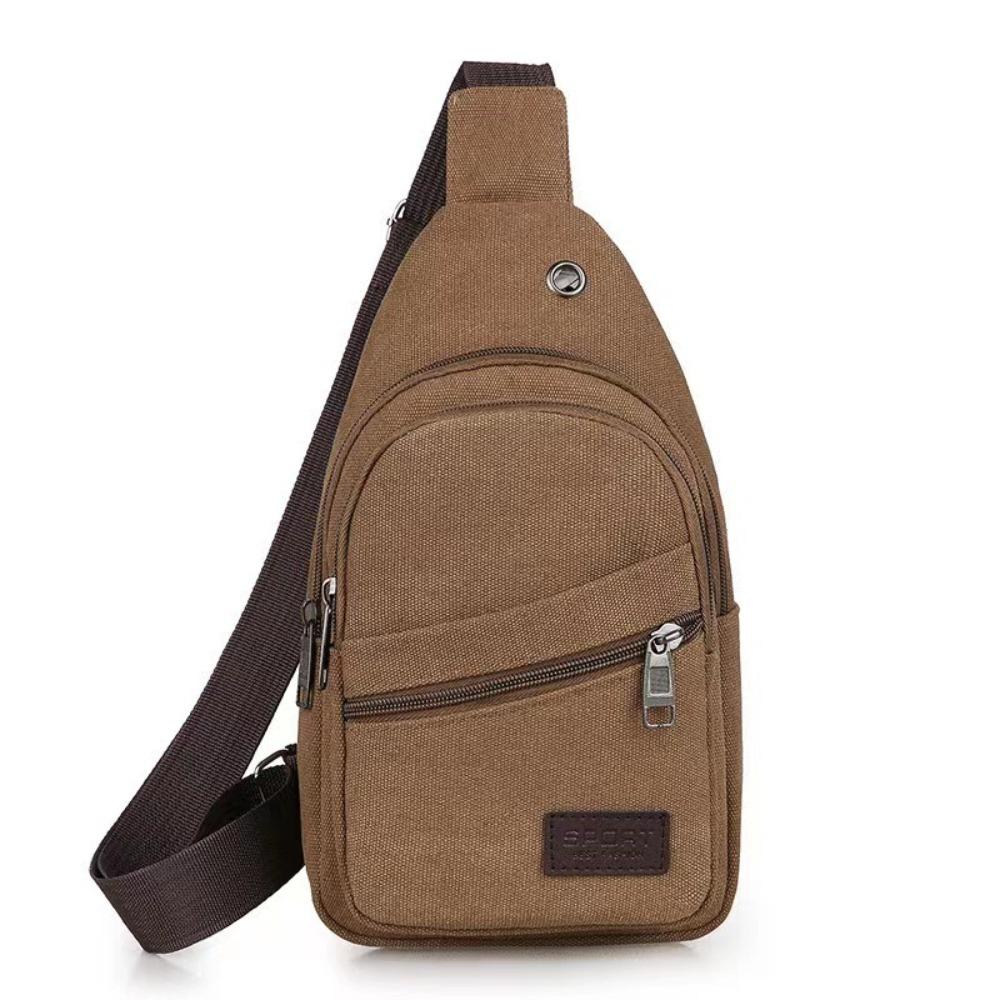 canvas Men's Chest Bag Solid Color Sports Knapsack Cool Shoulder Crossbody Bag  Outdoor