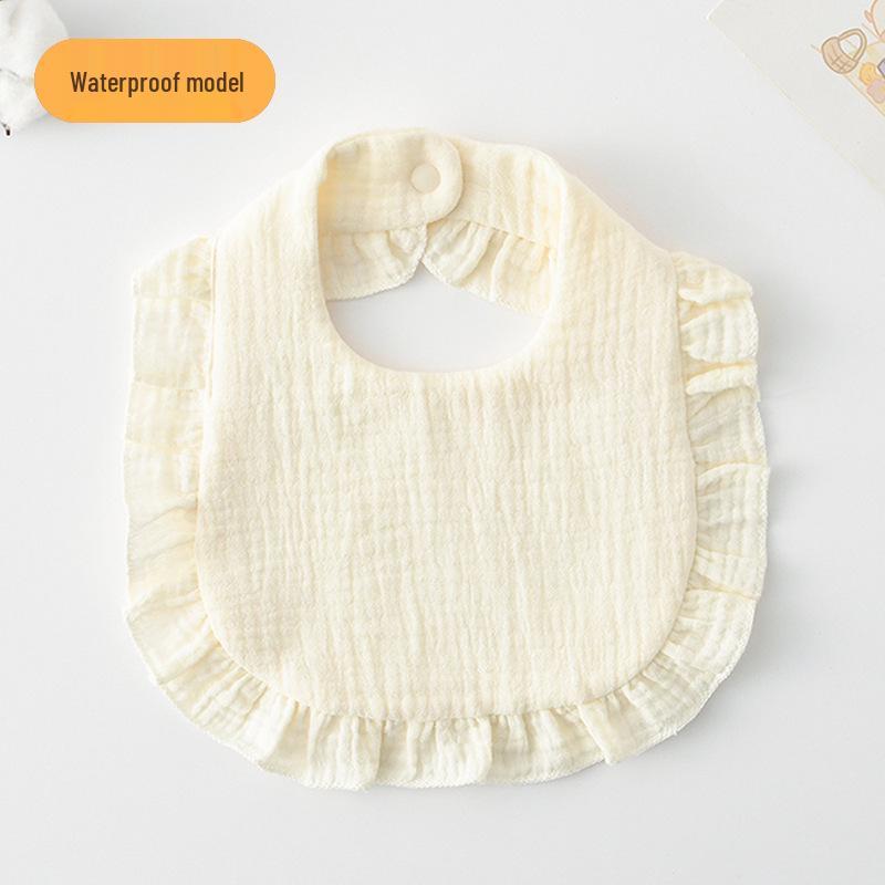Ruffle Lace Waterproof Cotton Baby Bib (Seven-Layer Gauze)