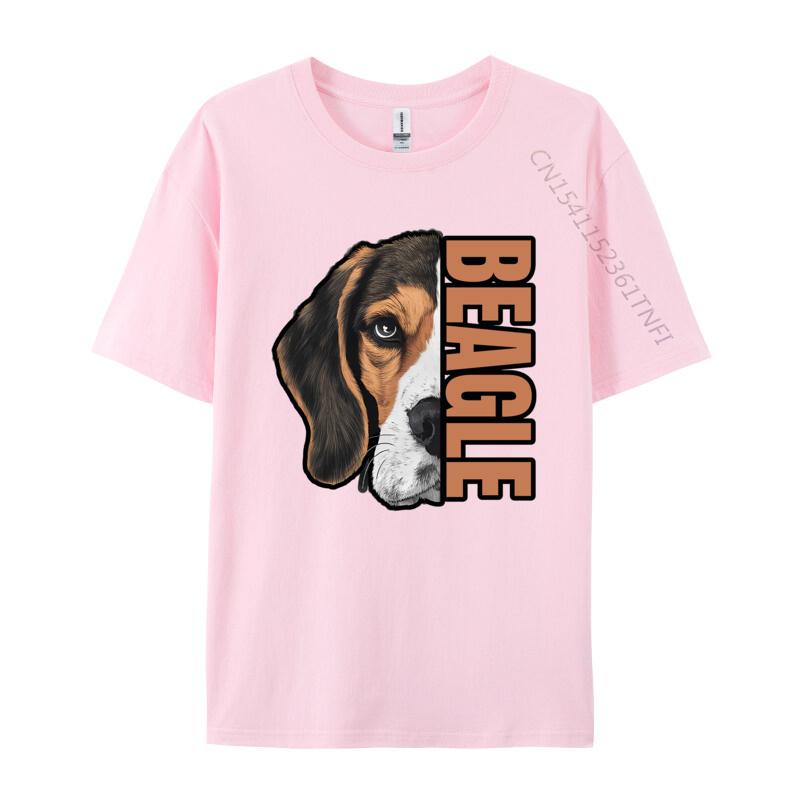 Beagle HalfFace Tshirt Gift TShirt Youthful T Shirts For Men Cotton Tops  Tees Street Cheap Pop Art