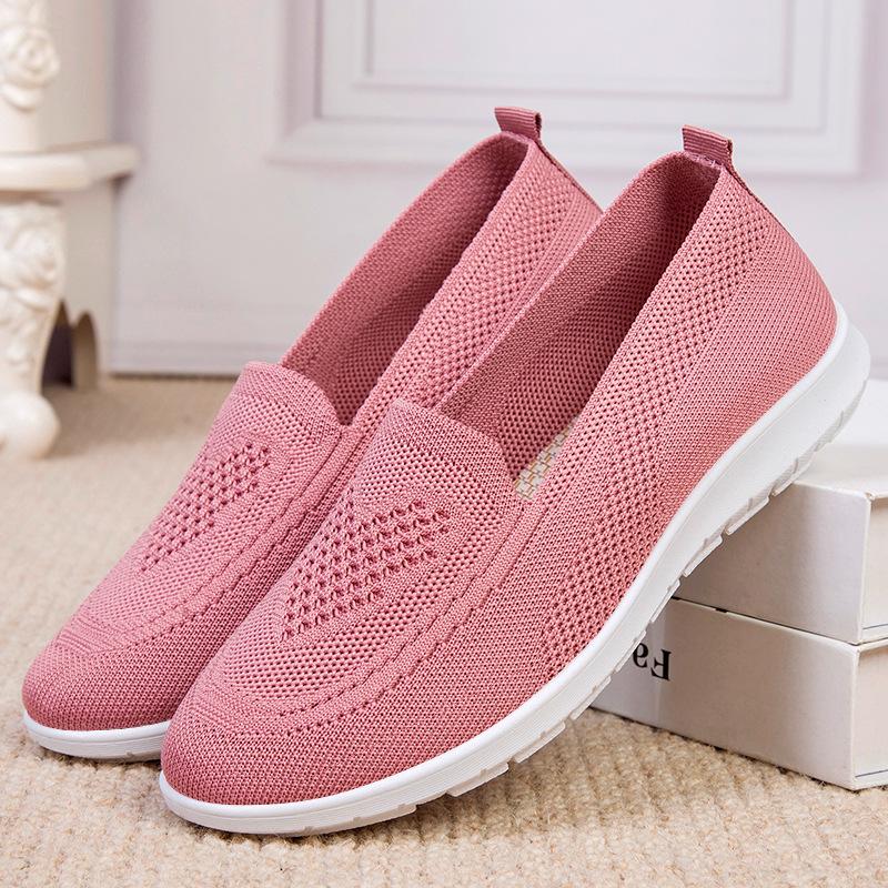 Changfengshu Processing customized women's shoes New fly-woven breathable casual shoes Versatile comfortable single shoes Flat mother shoes