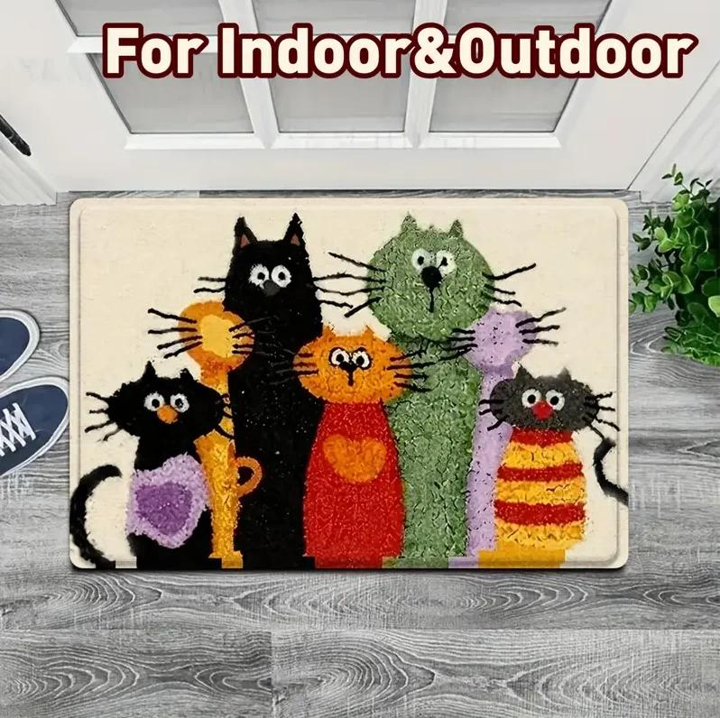 Bienvenido a Casa Gato Esperando Felpudo Suave Adecuado para Dormitorios Salas de Estar Balcones Puertas Lavaderos y Baños Felpudo