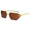 Fashion Rimless Sunglasses for Men Women Luxury Brand Curved Lens Summer Travel Rectangle Frameless Shades
