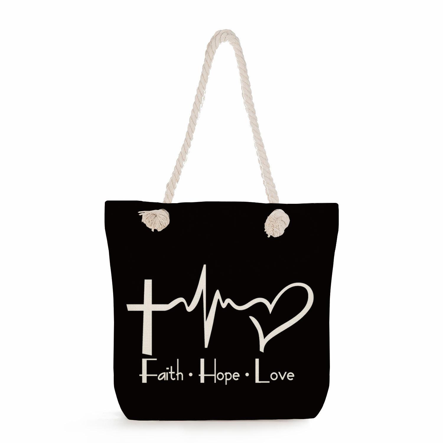 

Love print thick rope single-shoulder beach bag 7230 KTB