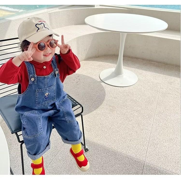 Cute Bear Embroidery Kids Baseball Cap Wide Brim Round Top Sun Hat For Boys Girls 2-8 Years