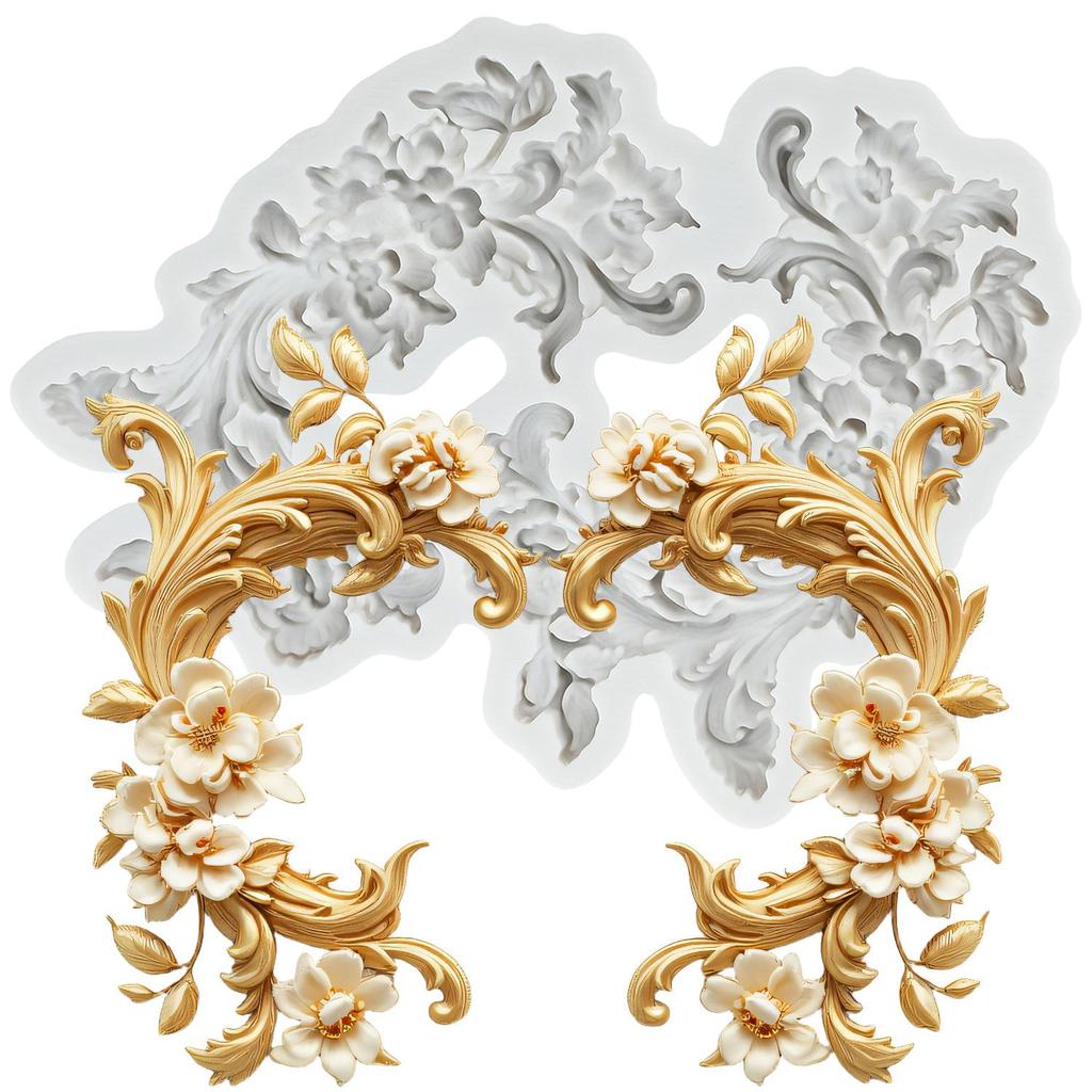 Barock Silikonformen Schnörkel Relief Scroll Spitze Fondantform Kuchen Dekorationswerkzeuge Cupcake Topper Süßigkeiten Schokolade Gumpasteform