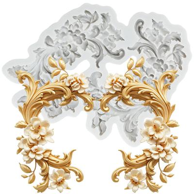 Baroque Silicone Molds Curlicues Relief Scroll Lace Fondant Mold Cake Decorating Tools Cupcake Topper Candy Chocolate Gumpaste Mold