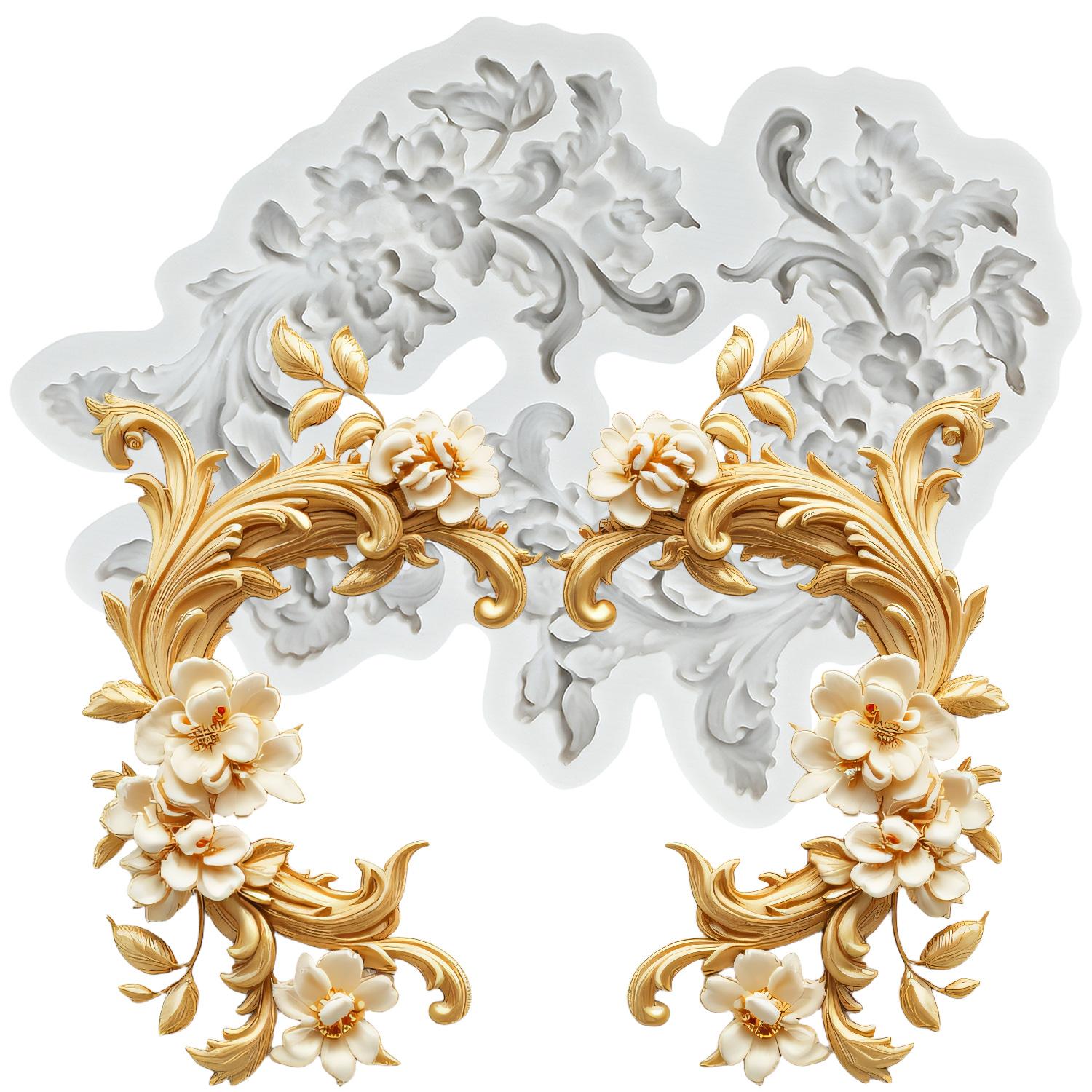 

Силиконовые формы в стиле барокко Завитки Рельеф Свиток Кружево Форма для мастики Инструменты для украшения торта Топпер для кекса Конфета Шоколад Форма для гампасты серый