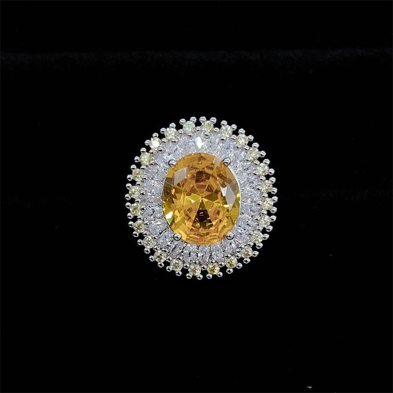 Sunflower Gem Set: Elegant Full Diamond Necklace & Earrings - Light Luxury, Trendy Niche Design.