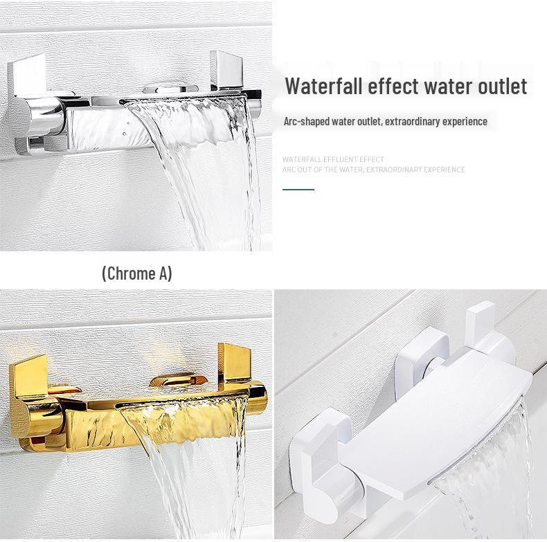 Waterfall Wall-Mounted Bathtub Faucet with Concealed Hot/Cold Shower Head Set