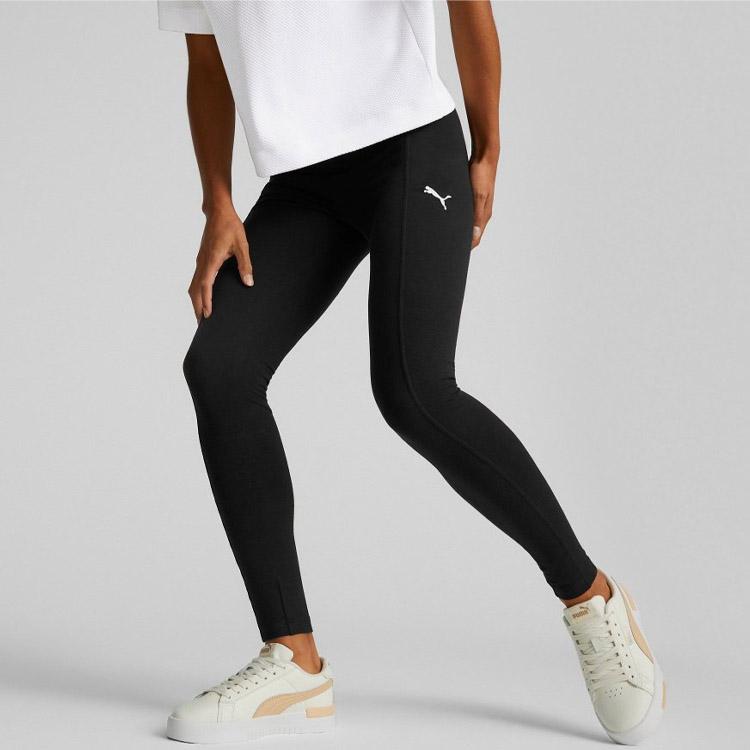 Puma Solid Color Logo Print Sports Leggings Women leggings Black 676695-01