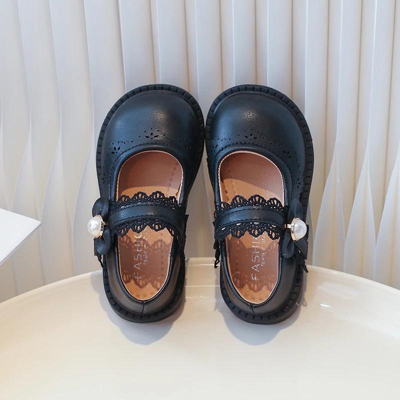 2024 Children Leather Shoes for Girls Autumn New Fashion Soft Bottom French Style Anti-slippery Chic Versatile Comfortable Shoes