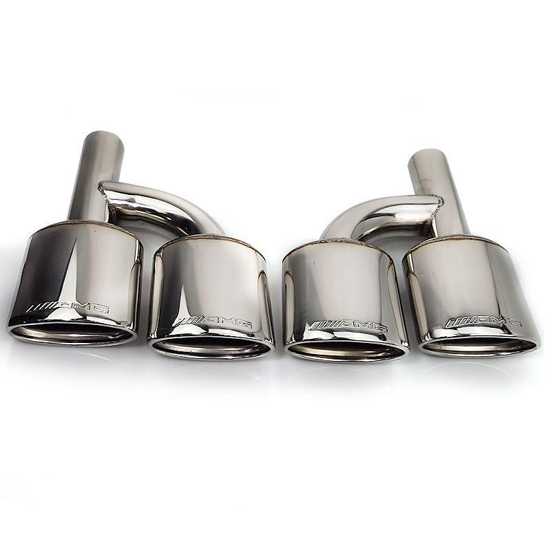Stainless Steel H-Type Muffler Tip for Mercedes-AMG W204 C-Class Quad Exhaust.