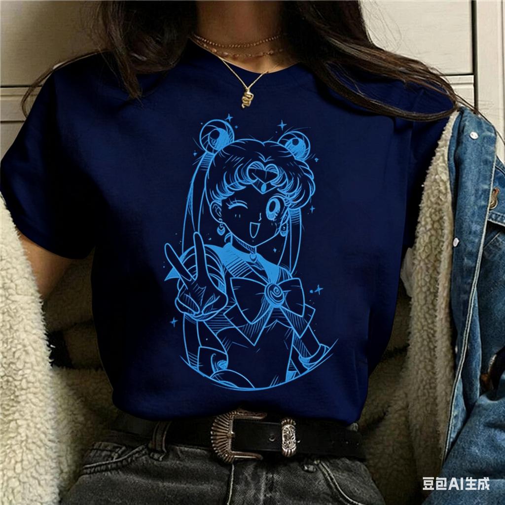 2026 Summer Sailor Moon Retro 90s Anime Graphic T Shirt Cotton KidsUnisex Women Tee Streetwear Casual Trend Short Sleeve Couple