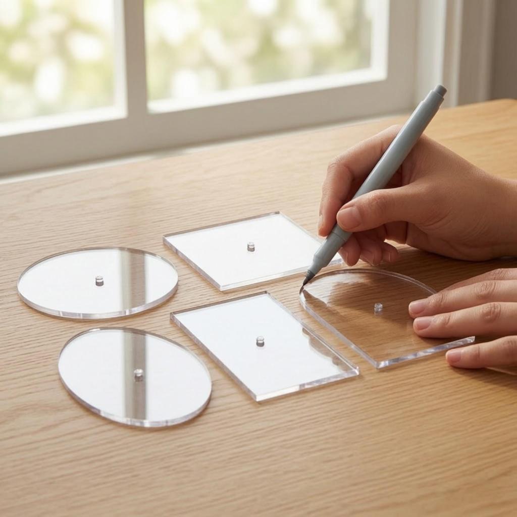 5 Pieces Acrylic Needlepoint Template Clear Tracing with Center Hole Transparent Stencil
