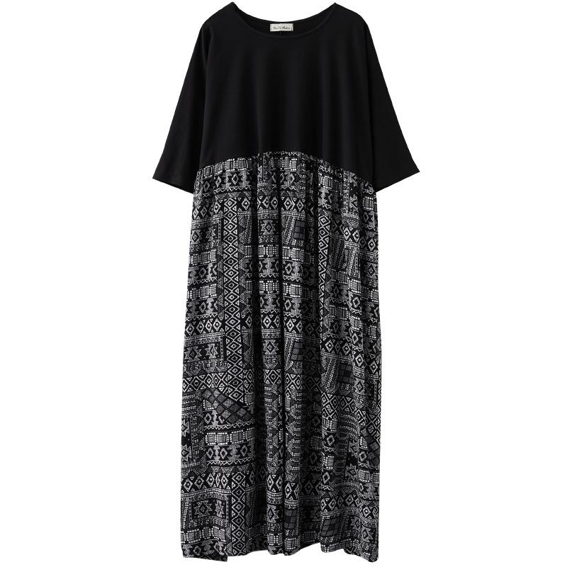 

Реальное фото Лето Новое Литературное и Художественное Большого размера Свободное Платье из хлопка и льна с короткими рукавами Женское длинное платье one size fits all