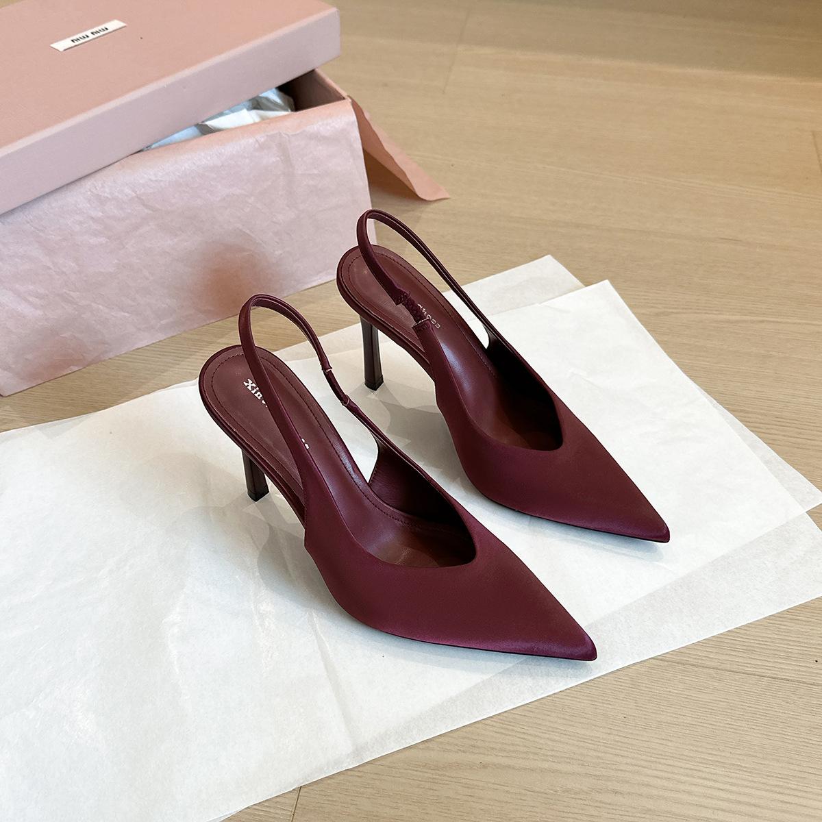 

2199-15 simple Korean version of purple high heel shoes new thin heel pointed versatile net red Baotou work women s shoes 40 бордовый