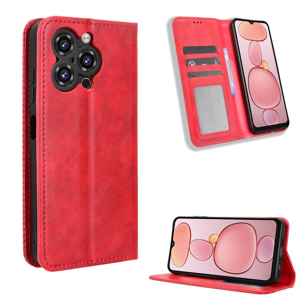 For Oukitel C3 Leather Case Wallet Stand Retro Texture Phone Cover