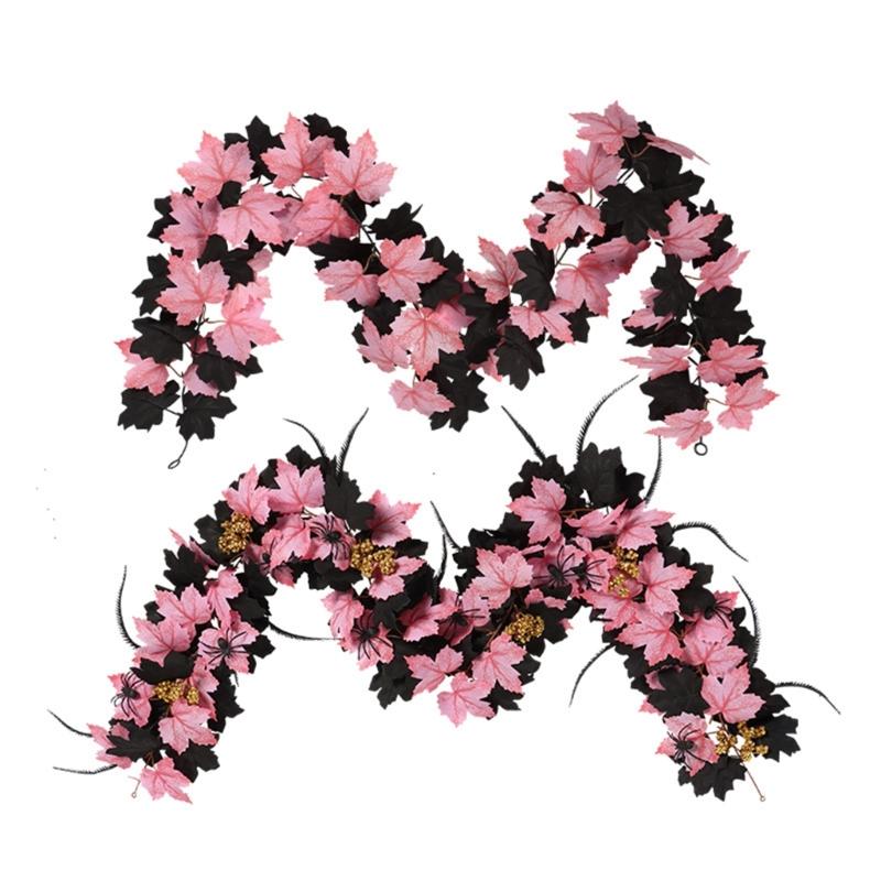 Flexible Artificial Maples Leaf Garlands Indoor Outdoors Halloween Theme Decors Easy Setups Sustainable Plastic Materials