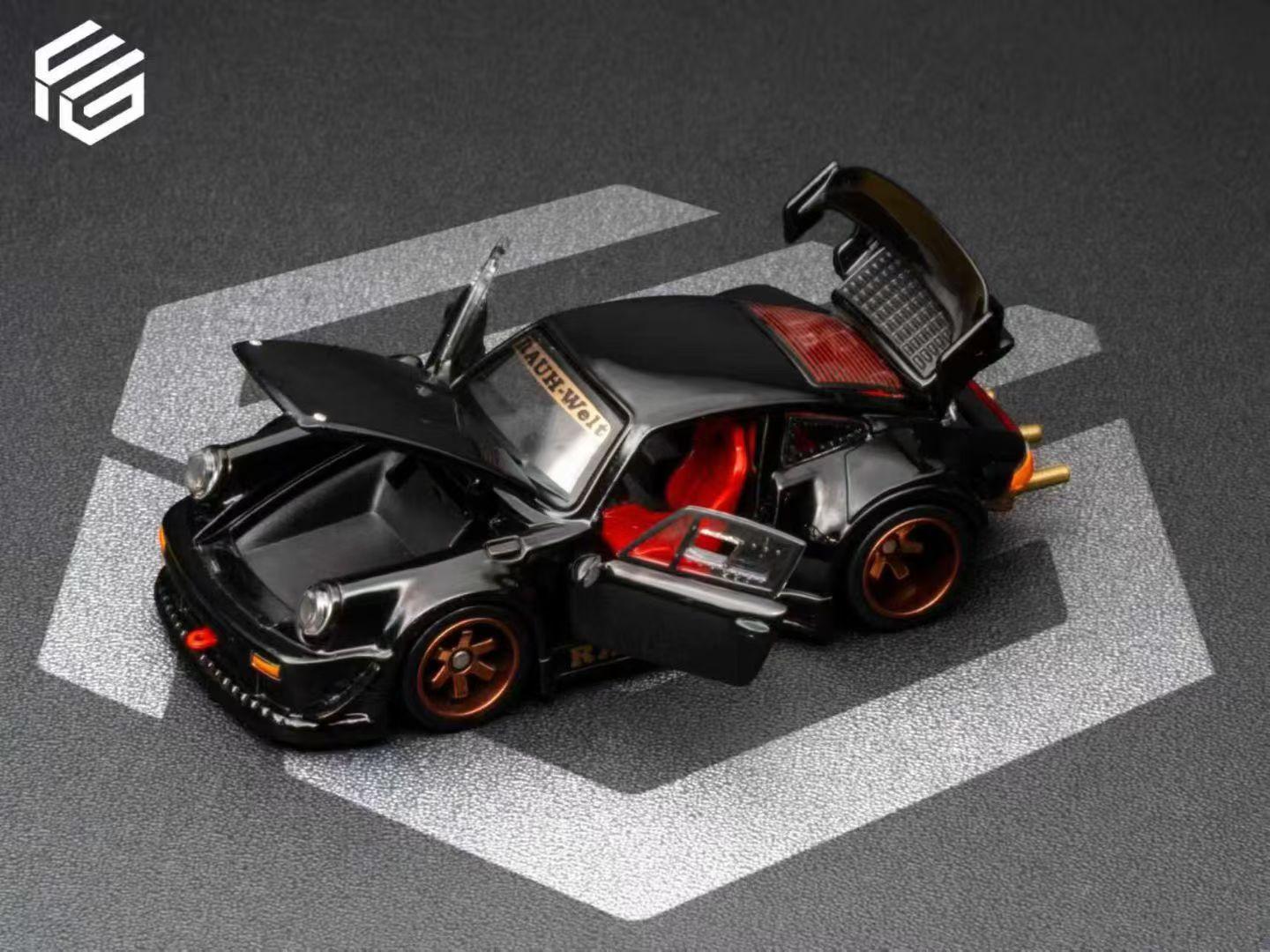 

FG 1:64 alloy fully open car model RWB930 wide body modified GT Wing version чорний