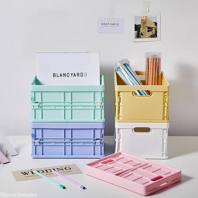 Storage Simple Desktop File Box Foldable Dressing Table Cosmetics Storage Box Organization Artifact Stationery Storage Basket
