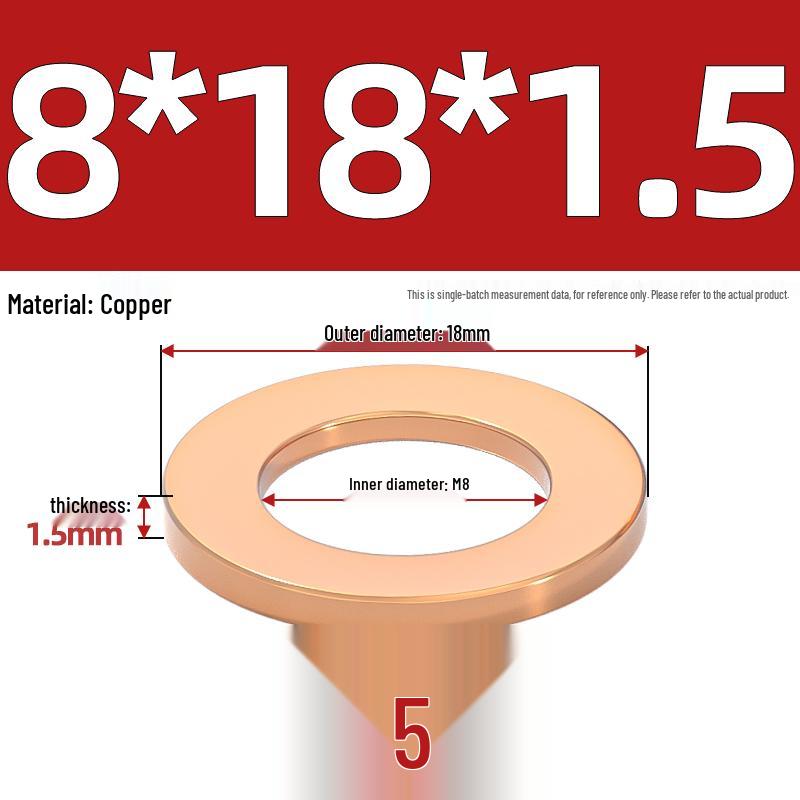 National Standard Red Copper Gasket Seal Ring and Flat Washer M3-M60mm for Marine Instruments