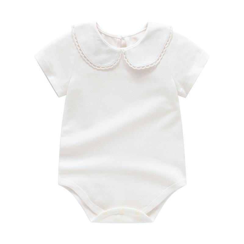 

Молочно-белый хлопковый ромпер для девочки - Универсальный летний комбинезон для 0-1 года 80 cm