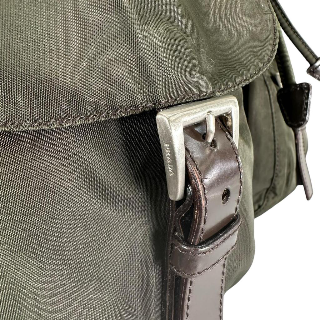 PRADA Triangular logo Backpack Â· Daypack khaki Women used