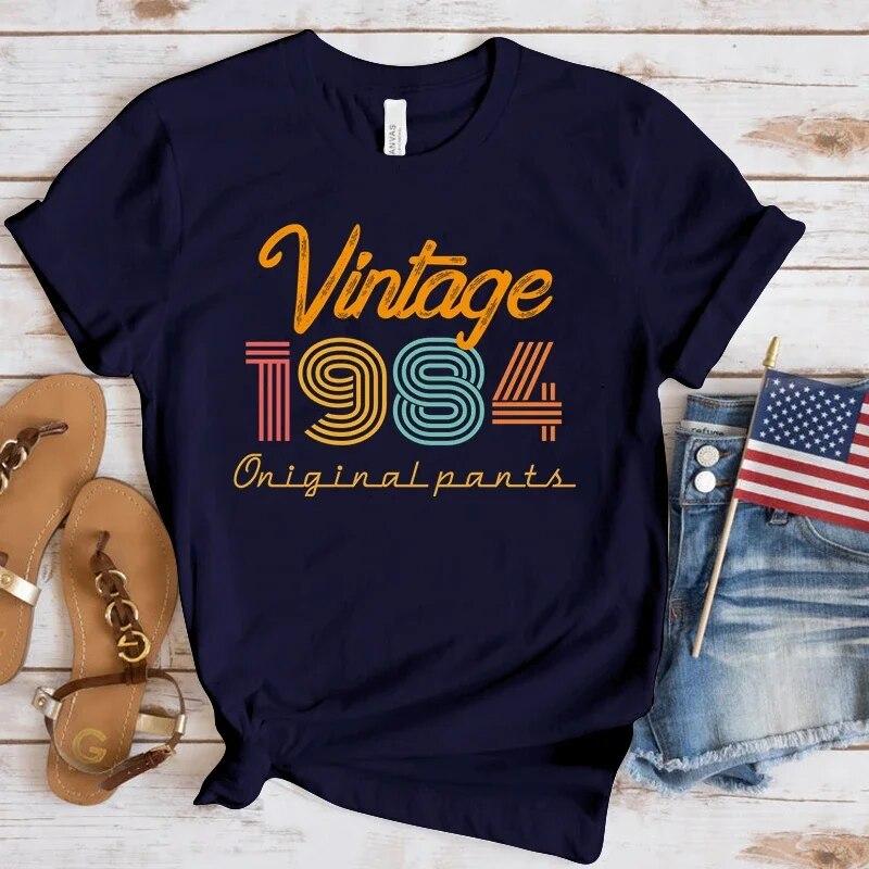 (Premium T-shirt)New Vintage 1984 Print T Shirts Women Casual Round Neck Tees Top Summer Cool Loose Short Sleeve(Fast Delivery)